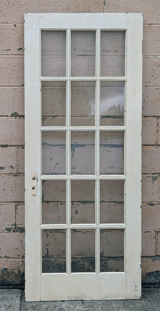 2 available 32"x78" Antique Vintage Old Reclaimed Salvaged Wood Wooden Interior French Door 15 Windows Pane Lite
