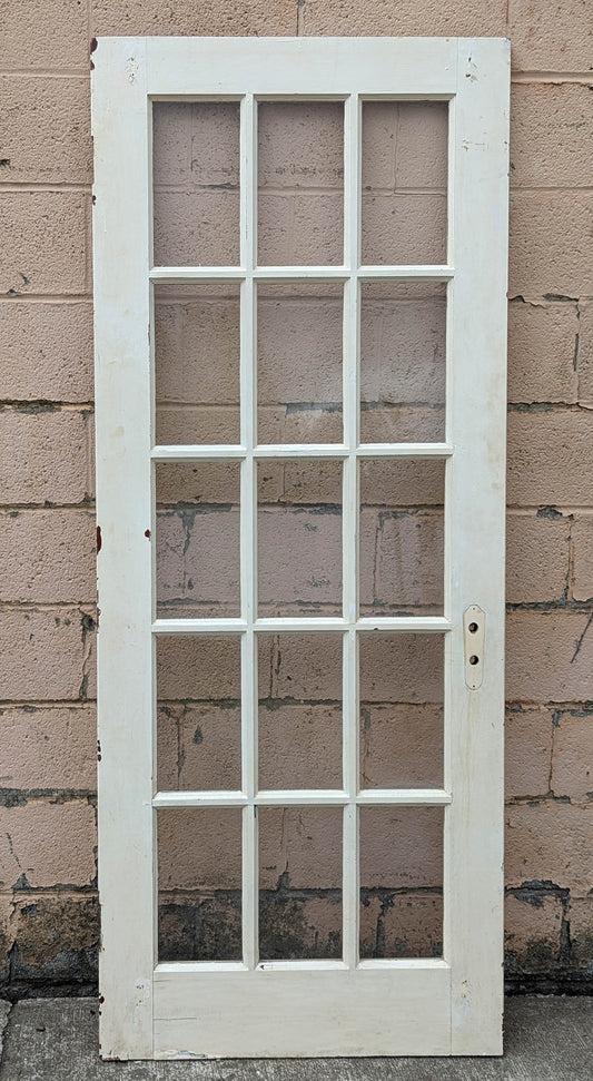 2 available 32"x78" Antique Vintage Old Reclaimed Salvaged Wood Wooden Interior French Door 15 Windows Pane Lite