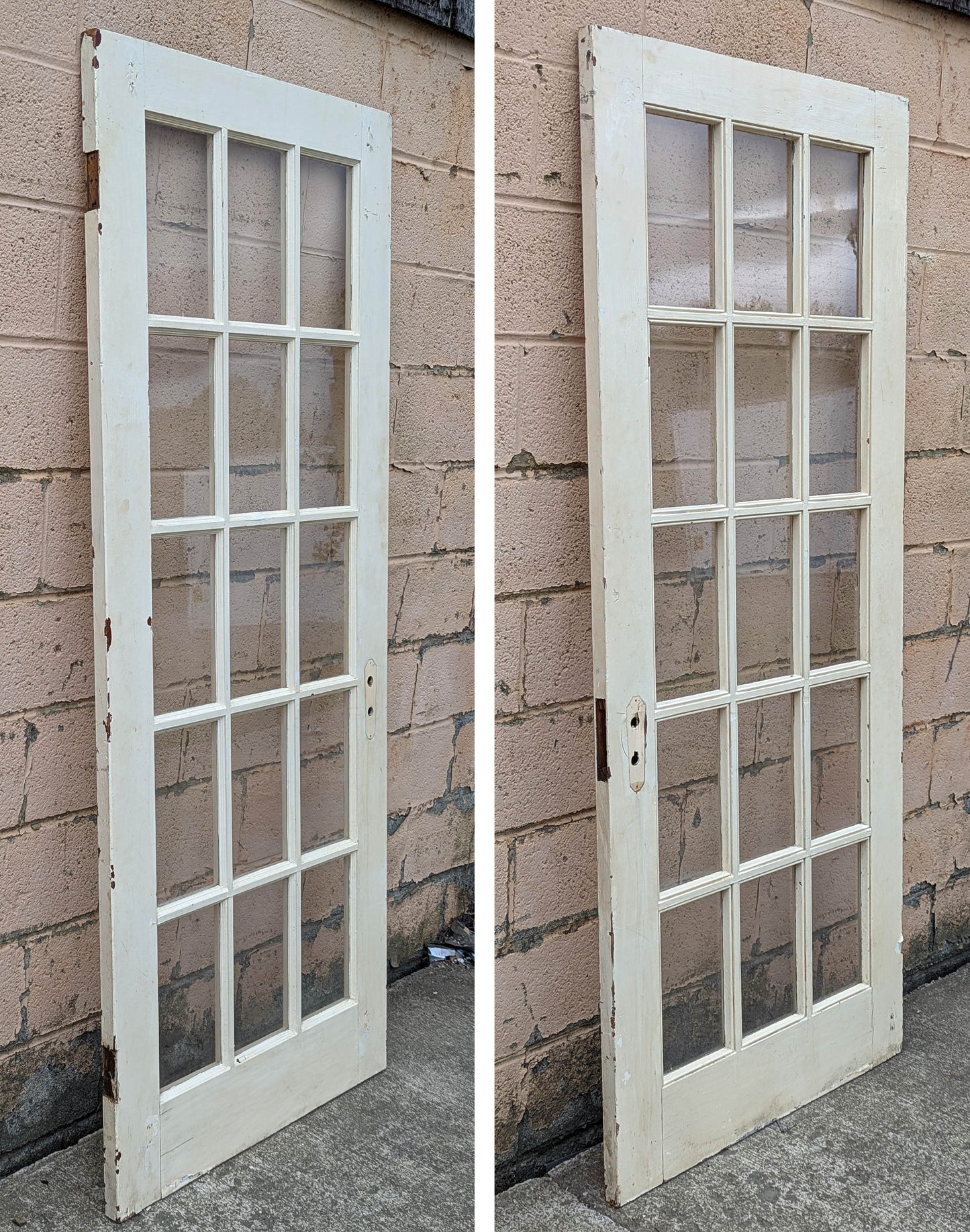 2 available 32"x78" Antique Vintage Old Reclaimed Salvaged Wood Wooden Interior French Door 15 Windows Pane Lite