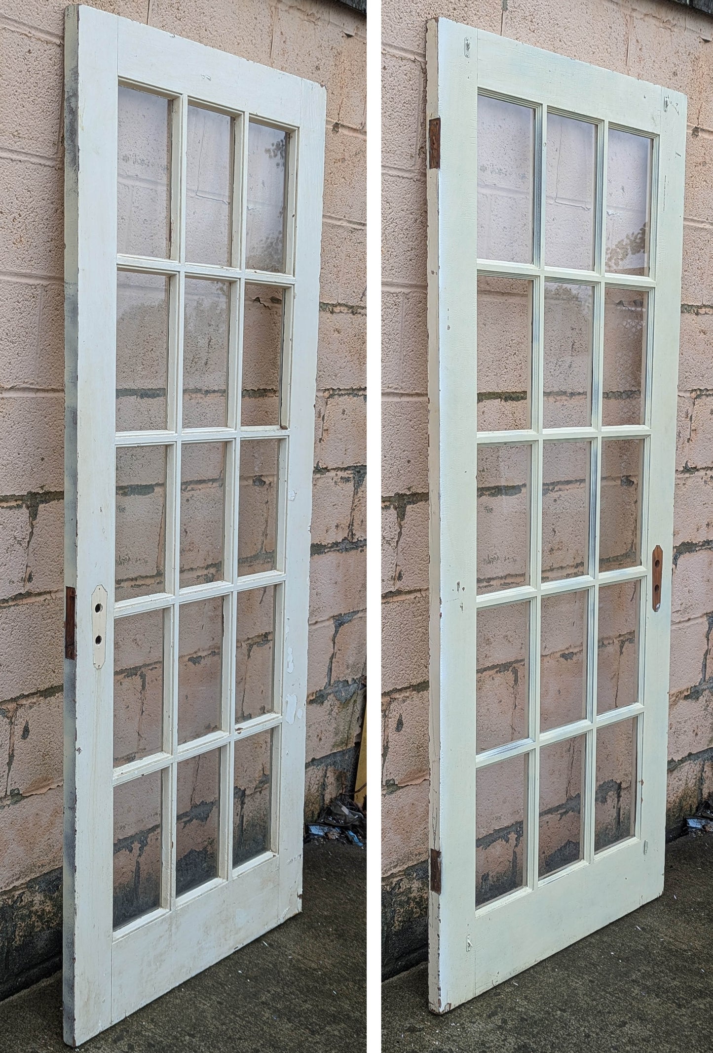 2 available 32"x78" Antique Vintage Old Reclaimed Salvaged Wood Wooden Interior French Door 15 Windows Pane Lite