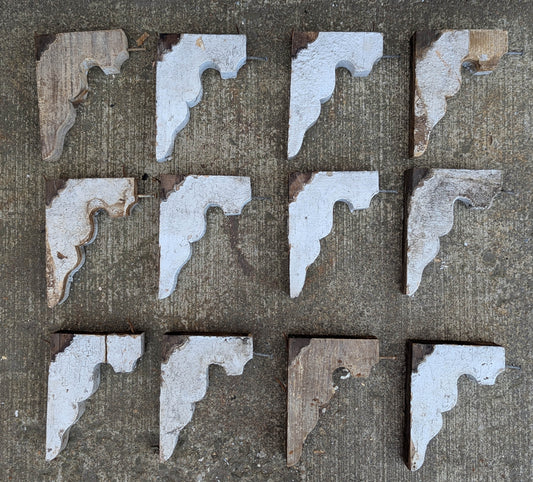 Lot of 12 Antique Vintage Old 6"x8" Reclaimed Salvaged Solid Wood Wooden Ornate Victorian Exterior Porch Roof Soffit Shelf Bracket Support Corbel End