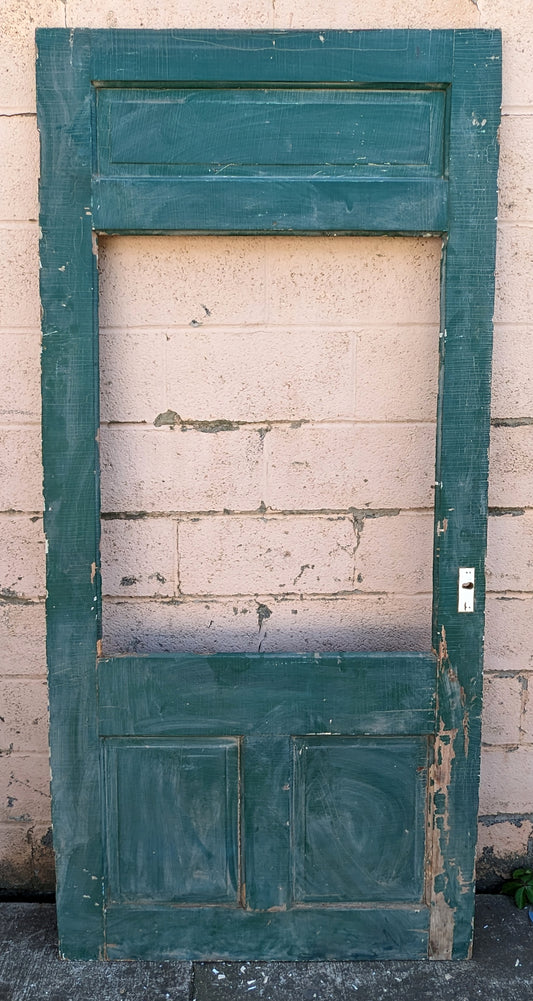 36x81" Antique Vintage Old Salvaged Reclaimed SOLID Wood Wooden Entry Door 3 Panels NO GLASS