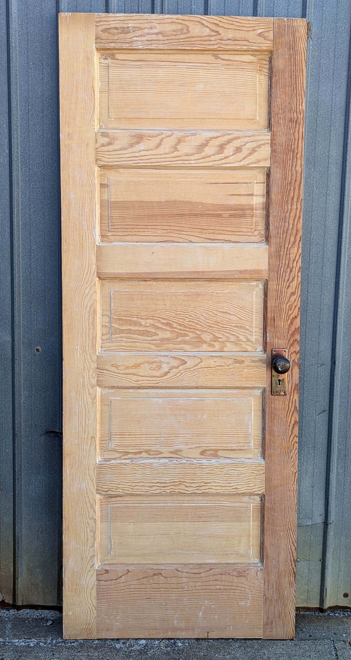 2 available 30"x77.5" STRIPPED Antique Vintage Old Reclaimed Salvaged Interior SOLID Wood Wooden Room Doors 5 Raised Ladder Panels Hardware Lockset