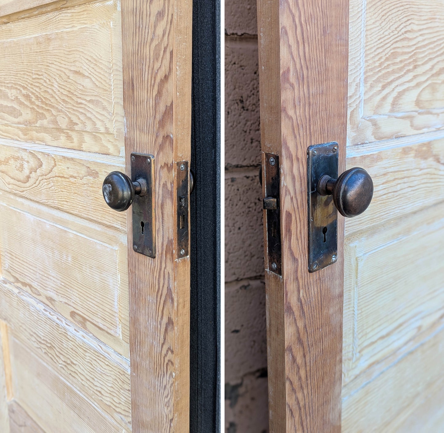 2 available 30"x77.5" STRIPPED Antique Vintage Old Reclaimed Salvaged Interior SOLID Wood Wooden Room Doors 5 Raised Ladder Panels Hardware Lockset