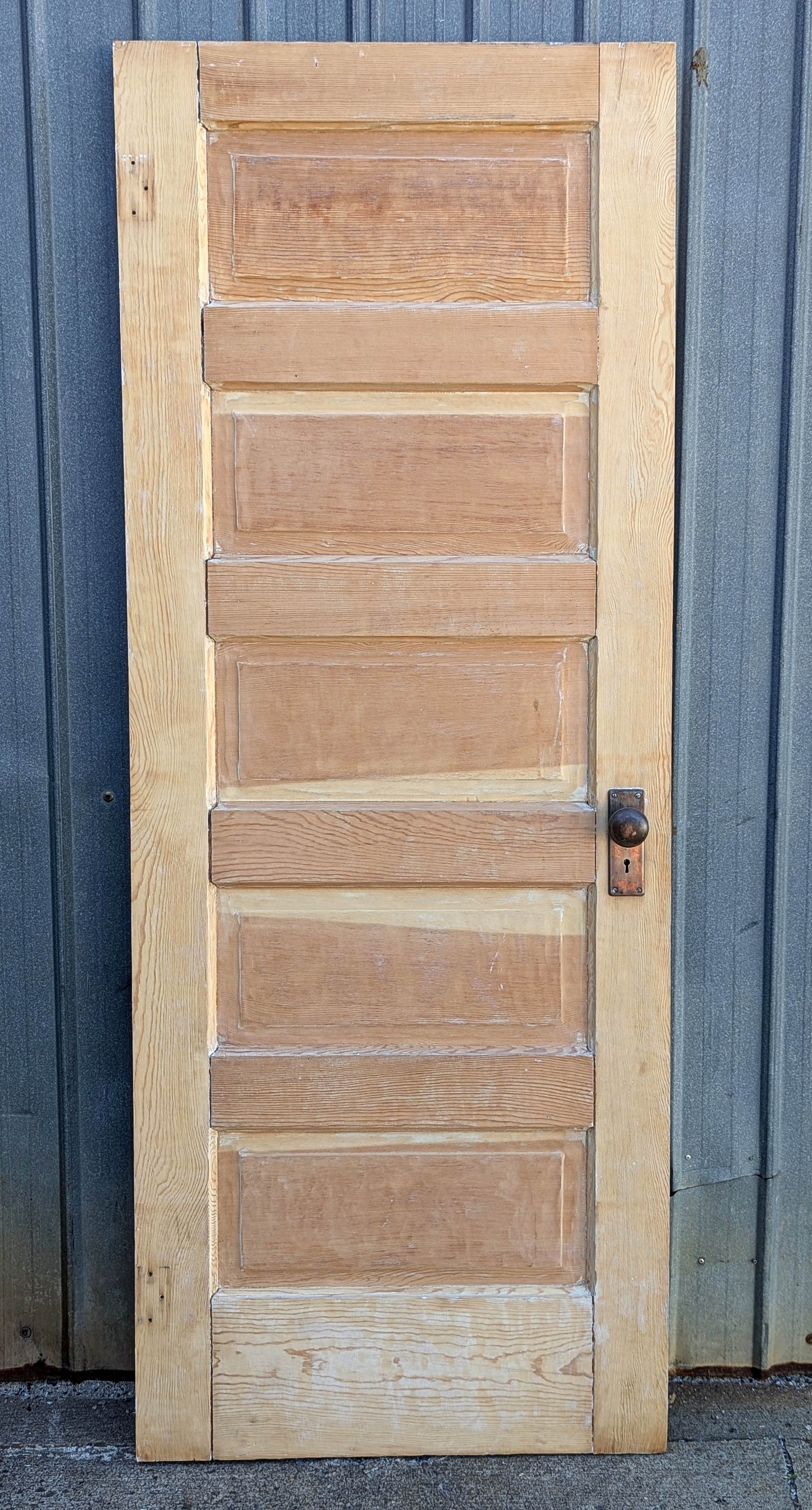 2 available 30"x77.5" STRIPPED Antique Vintage Old Reclaimed Salvaged Interior SOLID Wood Wooden Room Doors 5 Raised Ladder Panels Hardware Lockset