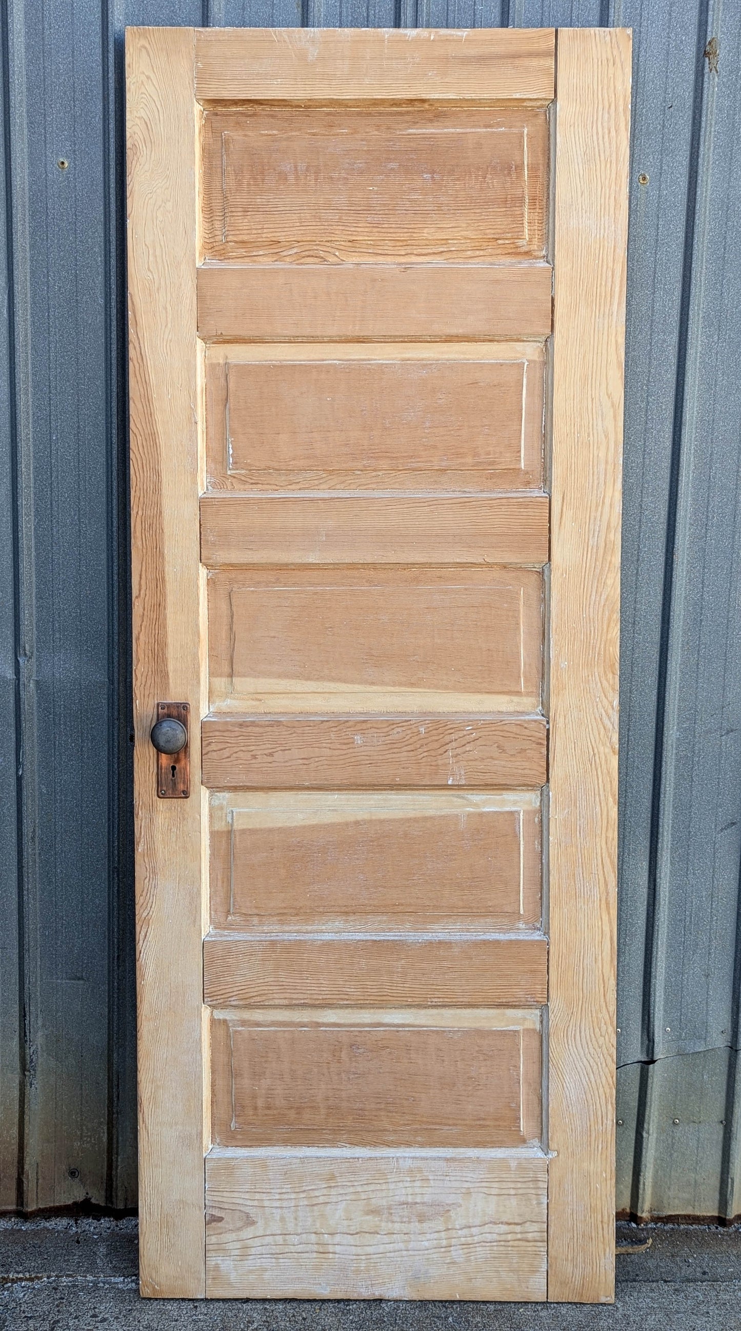 2 available 30"x77.5" STRIPPED Antique Vintage Old Reclaimed Salvaged Interior SOLID Wood Wooden Room Doors 5 Raised Ladder Panels Hardware Lockset