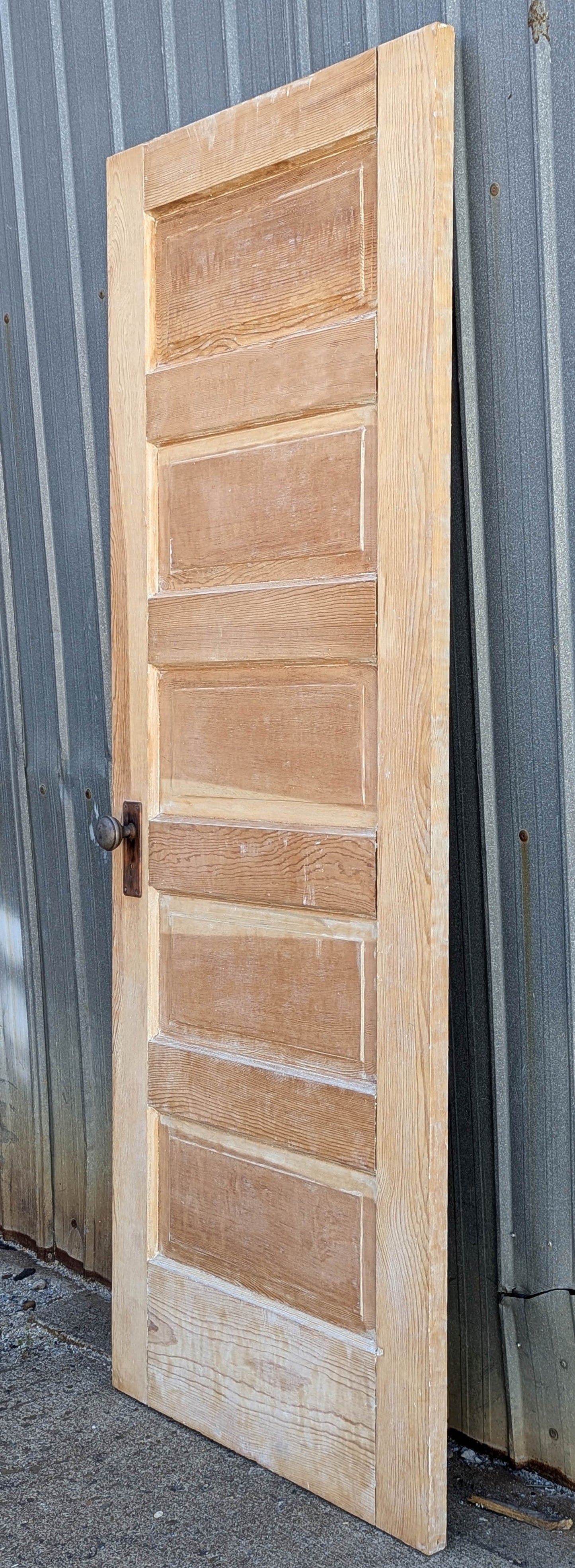 2 available 30"x77.5" STRIPPED Antique Vintage Old Reclaimed Salvaged Interior SOLID Wood Wooden Room Doors 5 Raised Ladder Panels Hardware Lockset