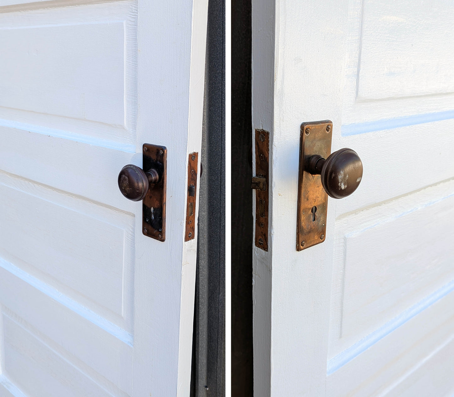 2 available 30"x77" Antique Vintage Old Reclaimed Salvaged Interior SOLID Wood Wooden Room Doors 5 Raised Ladder Panels Hardware Lockset