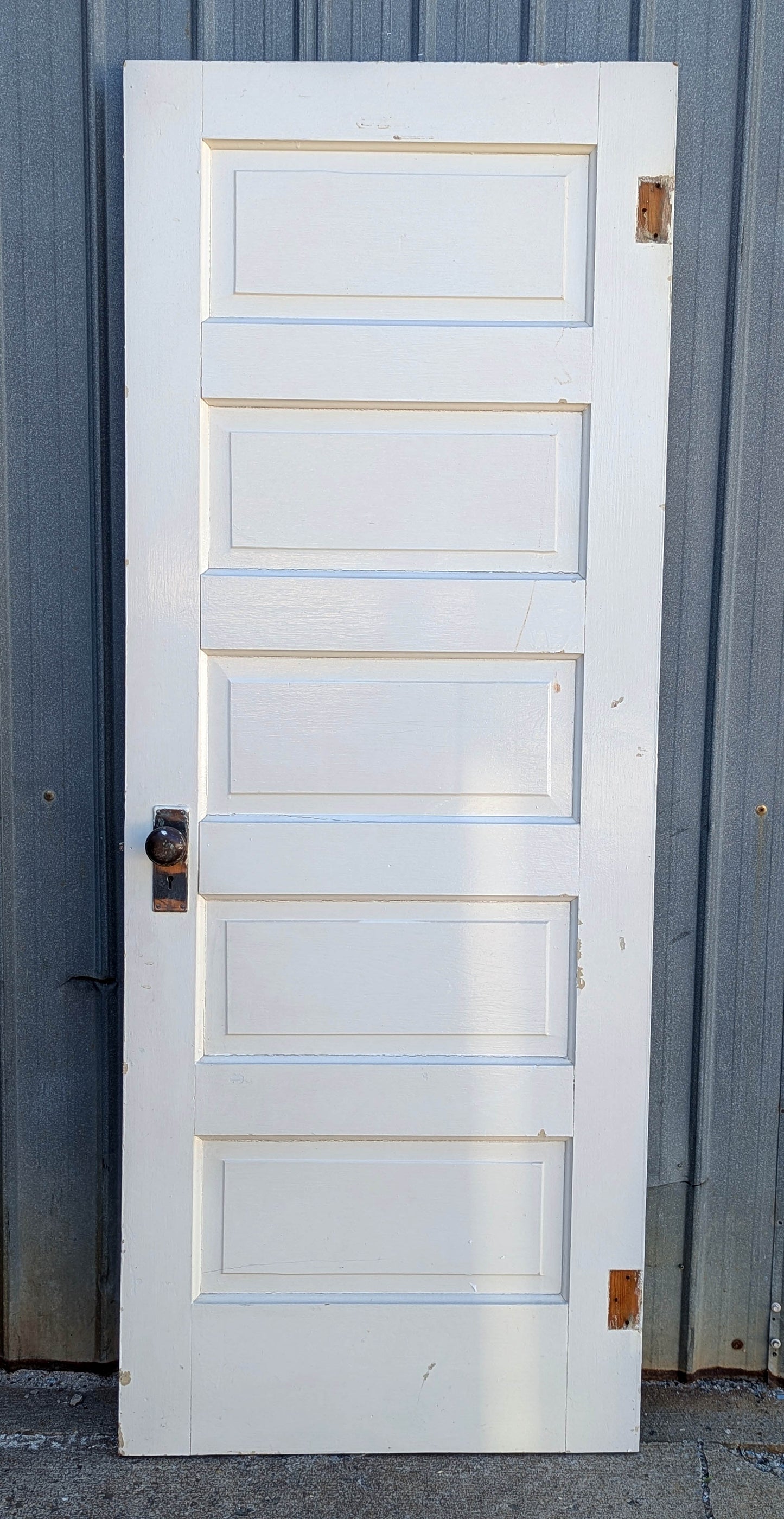 2 available 30"x77" Antique Vintage Old Reclaimed Salvaged Interior SOLID Wood Wooden Room Doors 5 Raised Ladder Panels Hardware Lockset