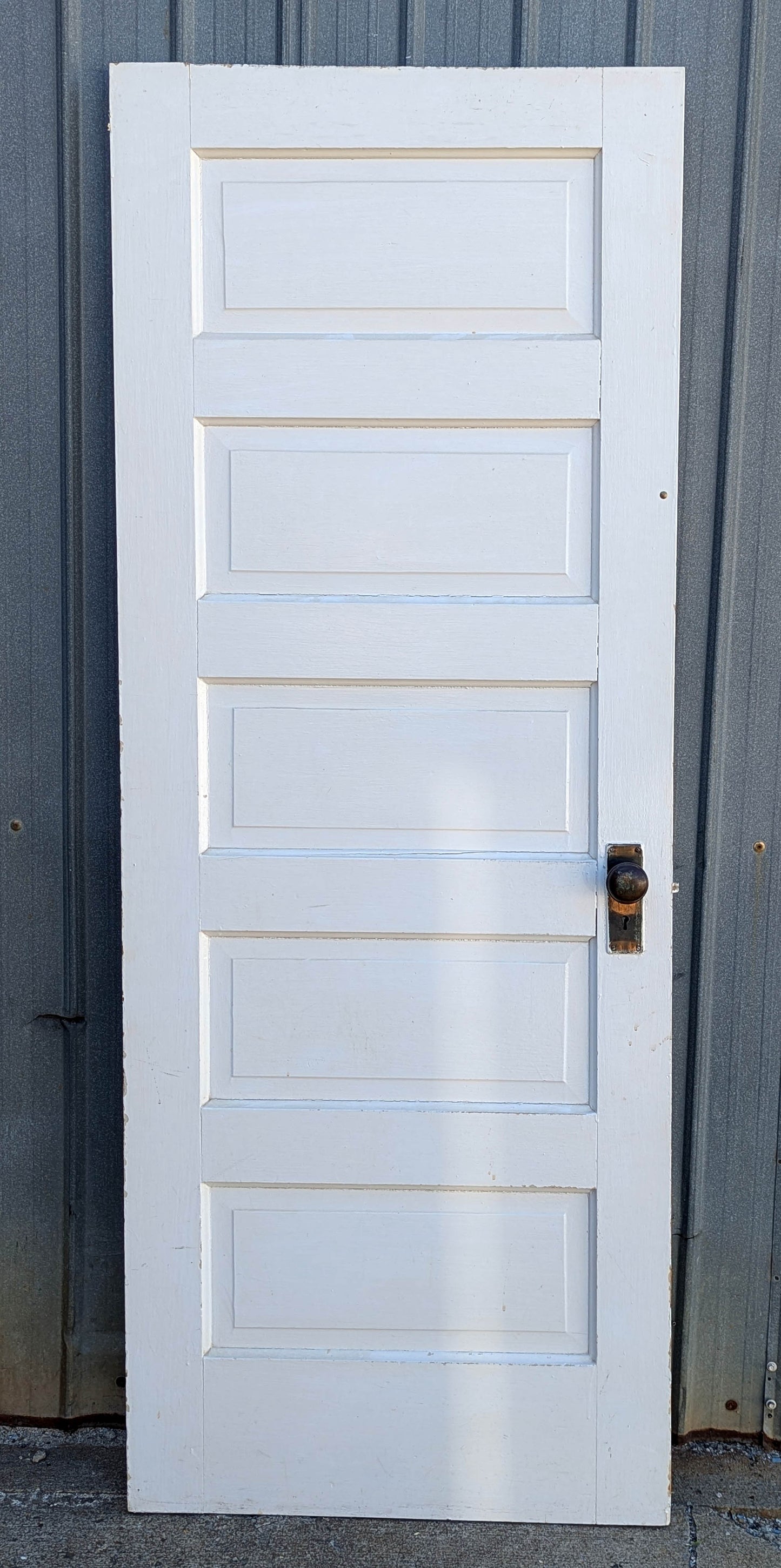 2 available 30"x77" Antique Vintage Old Reclaimed Salvaged Interior SOLID Wood Wooden Room Doors 5 Raised Ladder Panels Hardware Lockset