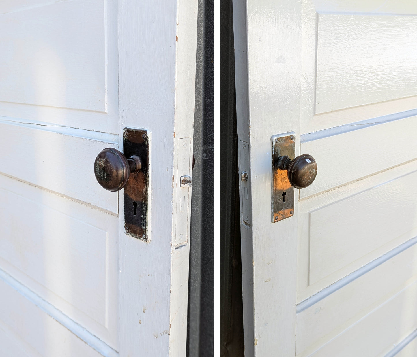 2 available 30"x77" Antique Vintage Old Reclaimed Salvaged Interior SOLID Wood Wooden Room Doors 5 Raised Ladder Panels Hardware Lockset