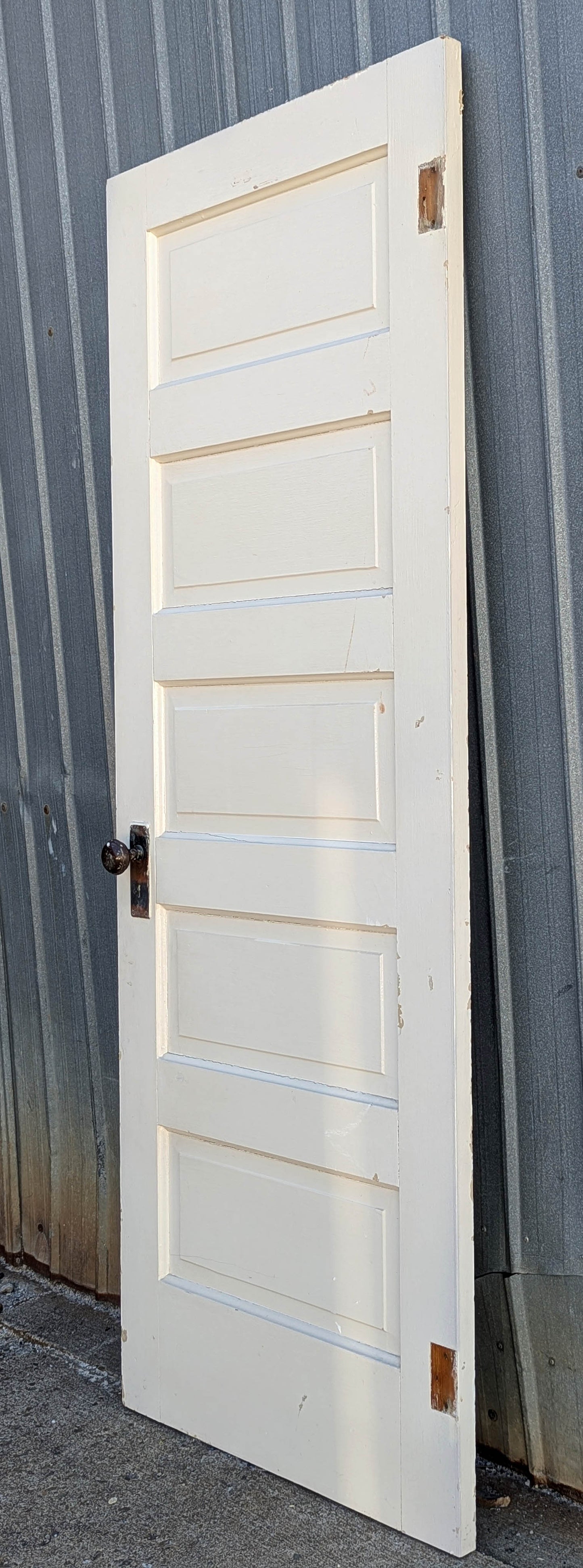 2 available 30"x77" Antique Vintage Old Reclaimed Salvaged Interior SOLID Wood Wooden Room Doors 5 Raised Ladder Panels Hardware Lockset