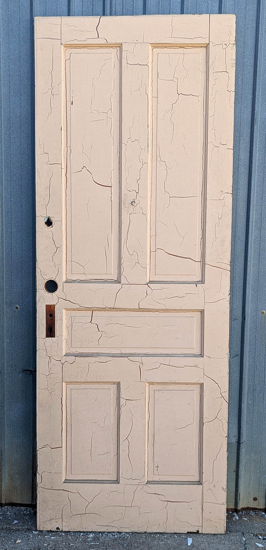 31.5"x83" Antique Vintage Old Reclaimed Salvaged Victorian SOLID Wood Wooden Interior Door 5 Panels
