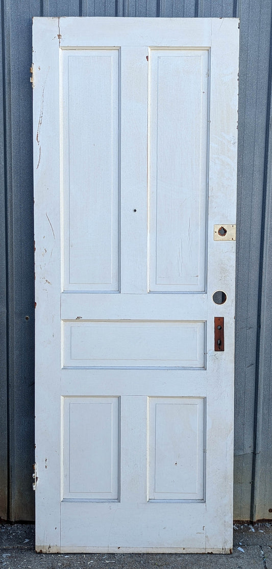 31.5"x83" Antique Vintage Old Reclaimed Salvaged Victorian SOLID Wood Wooden Interior Door 5 Panels