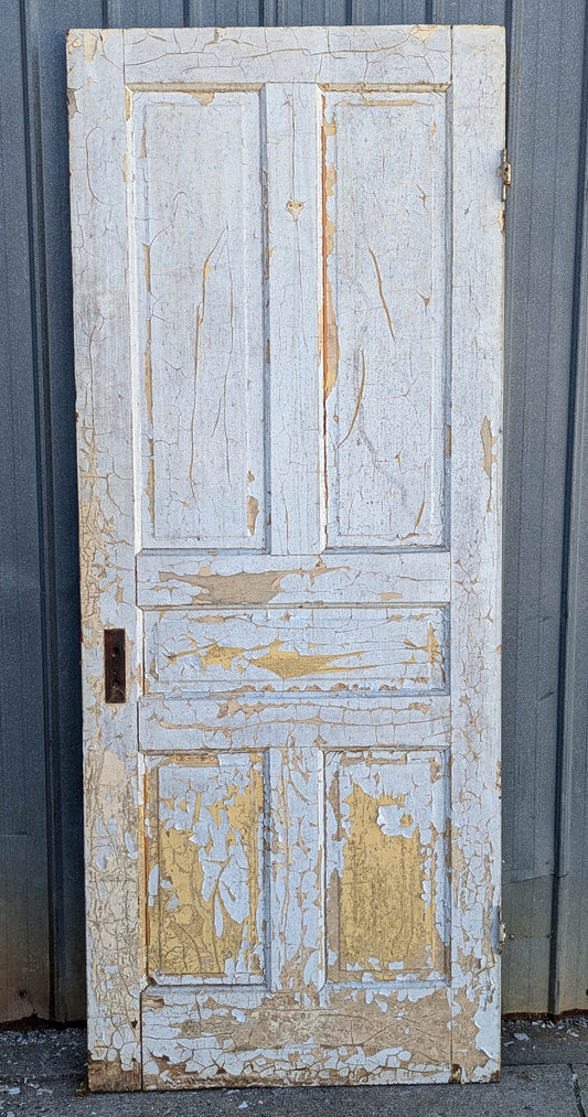 32"x79" Antique Vintage Old Reclaimed Salvaged Victorian SOLID Wood Wooden Interior Door 5 Panels (Copy)