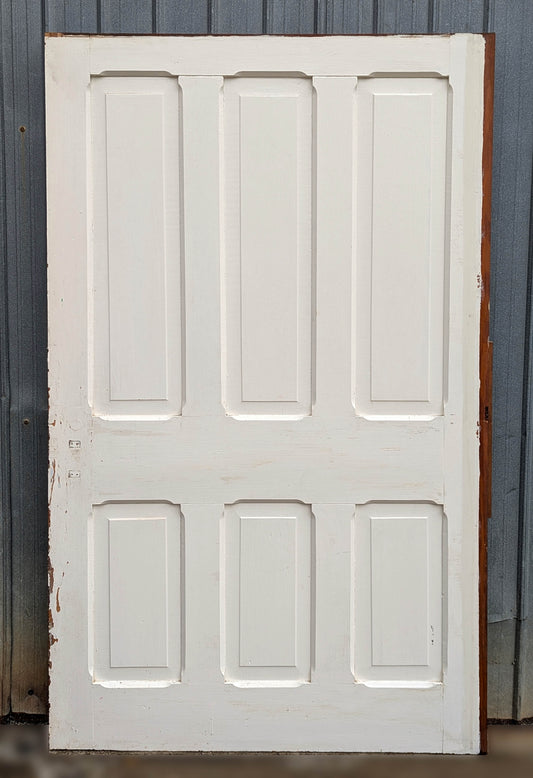 48"x79"x1.75" Antique Vintage Old Reclaimed Salvaged Victorian Queen Anne Style Wood Wooden Sliding Pocket Exterior Entry Door 6 Panels