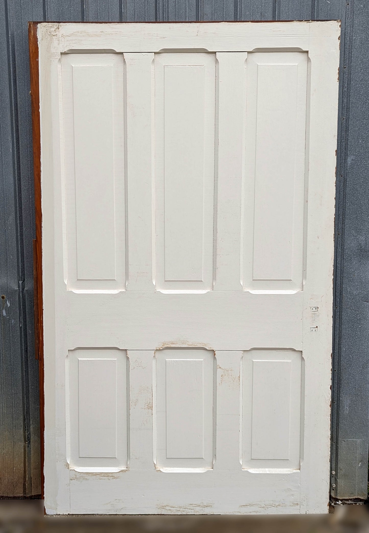 48"x79"x1.75" Antique Vintage Old Reclaimed Salvaged Victorian Queen Anne Style Wood Wooden Sliding Pocket Exterior Entry Door 6 Panels