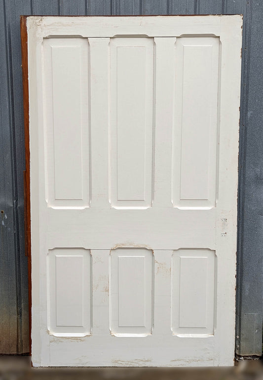 48"x79"x1.75" Antique Vintage Old Reclaimed Salvaged Victorian Queen Anne Style Wood Wooden Sliding Pocket Exterior Entry Door 6 Panels