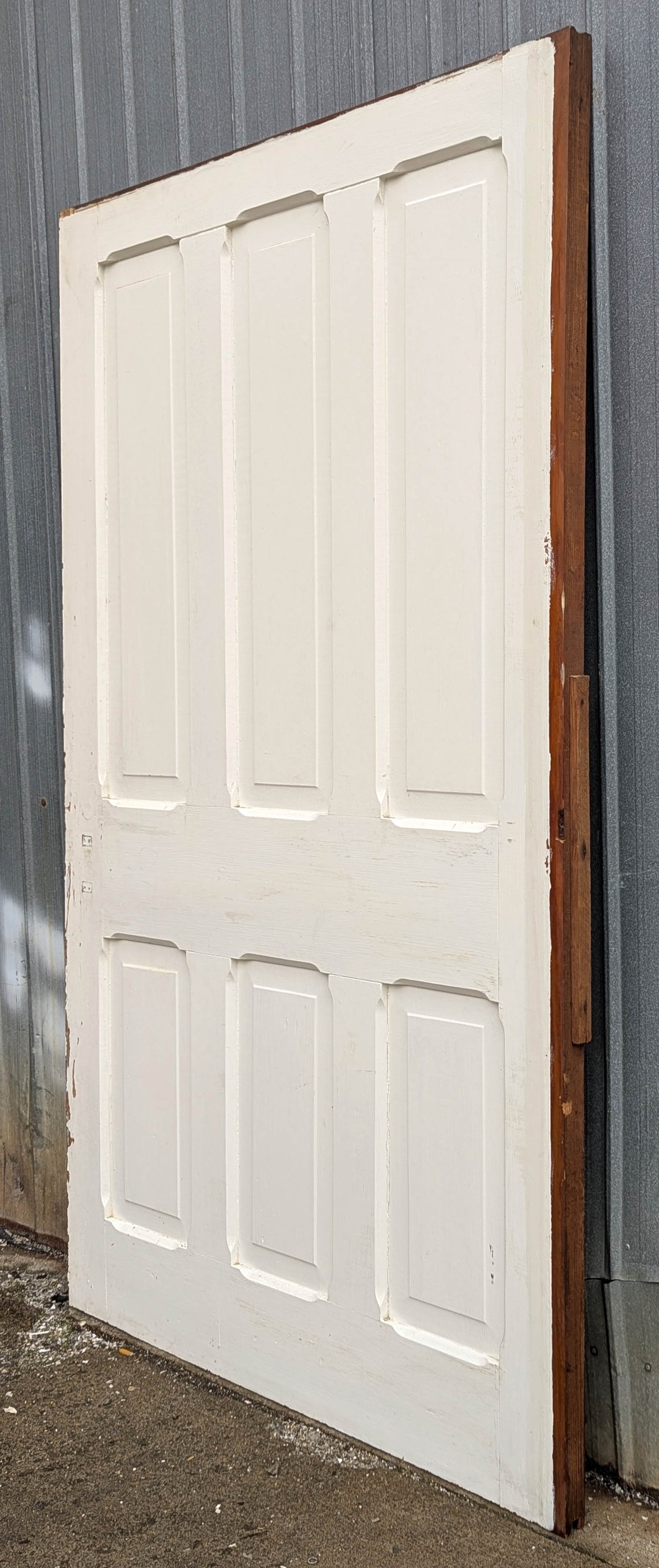 48"x79"x1.75" Antique Vintage Old Reclaimed Salvaged Victorian Queen Anne Style Wood Wooden Sliding Pocket Exterior Entry Door 6 Panels