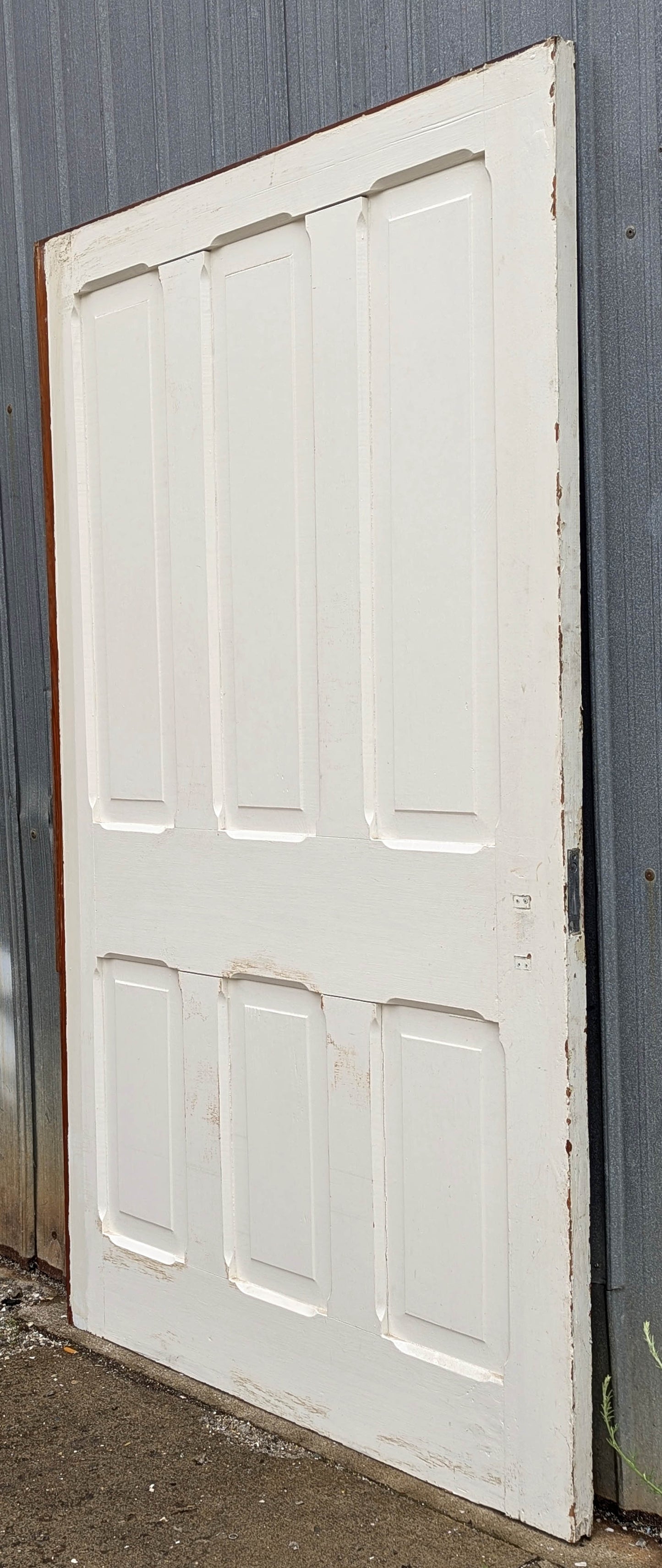 48"x79"x1.75" Antique Vintage Old Reclaimed Salvaged Victorian Queen Anne Style Wood Wooden Sliding Pocket Exterior Entry Door 6 Panels