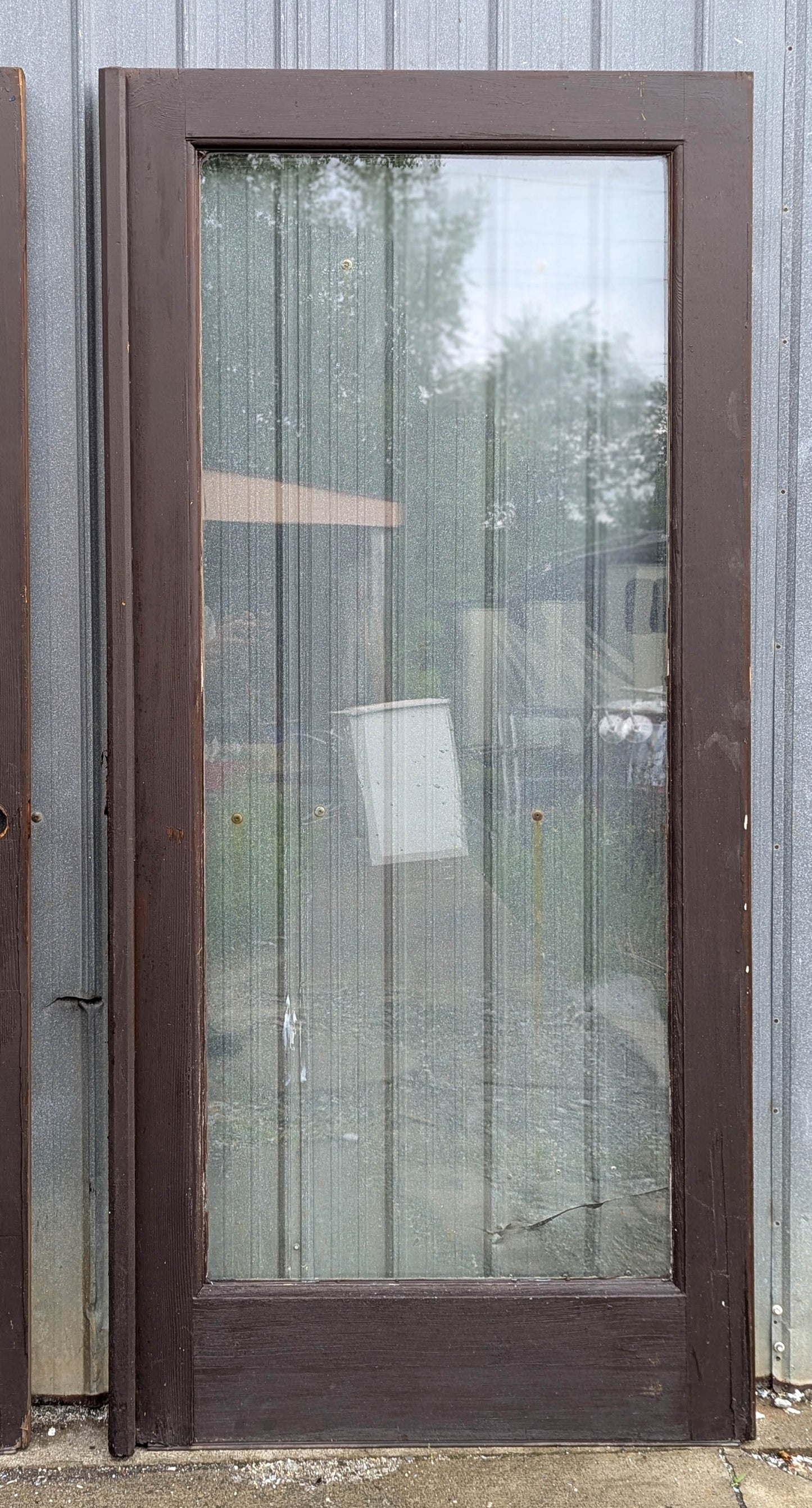 Pair 72"x80"x1.75" Vintage Old SOLID Wooden Wood Exterior Front Entry Doors Full length Double Pane Insulated Window