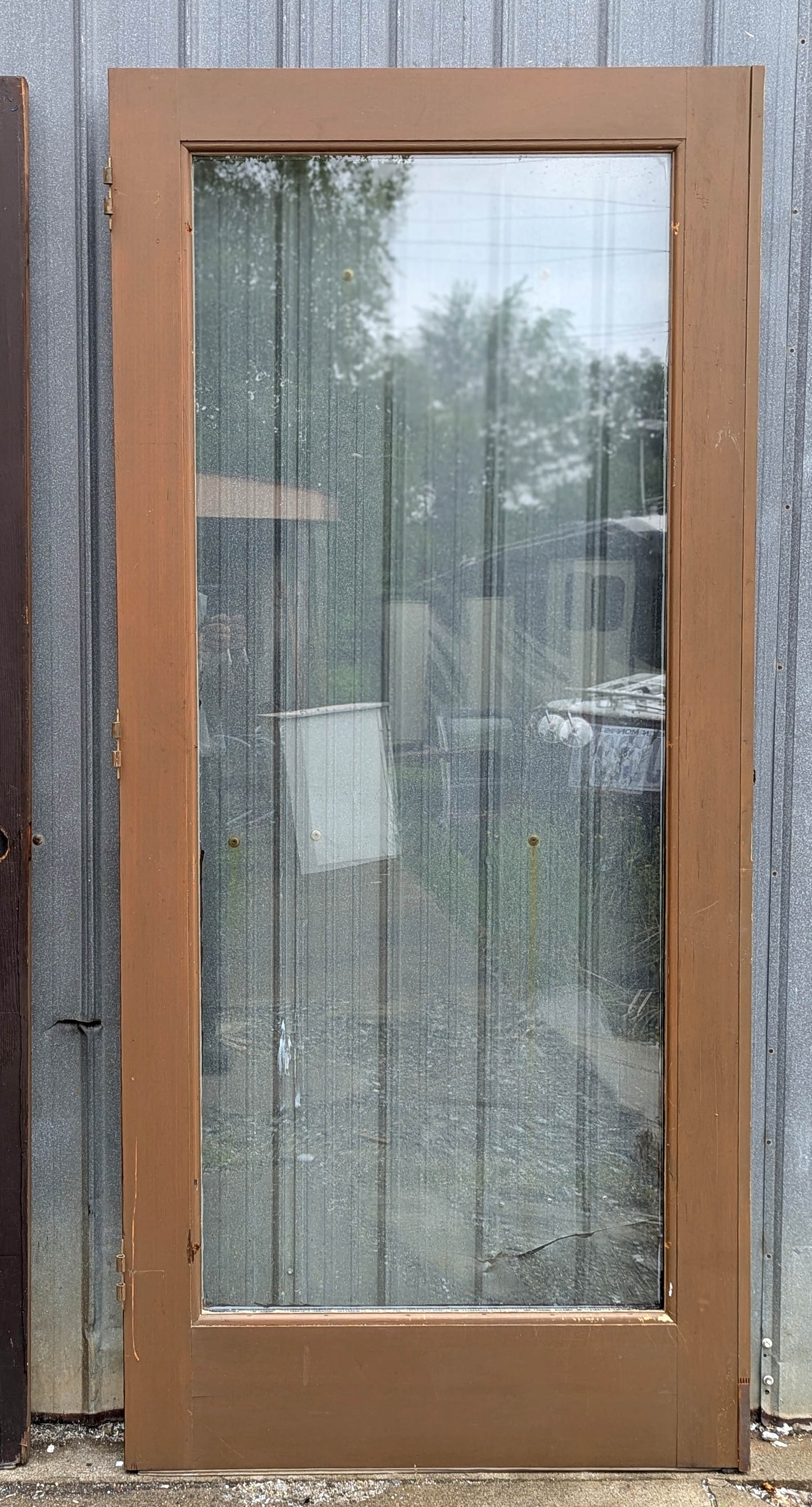 Pair 72"x80"x1.75" Vintage Old SOLID Wooden Wood Exterior Front Entry Doors Full length Double Pane Insulated Window