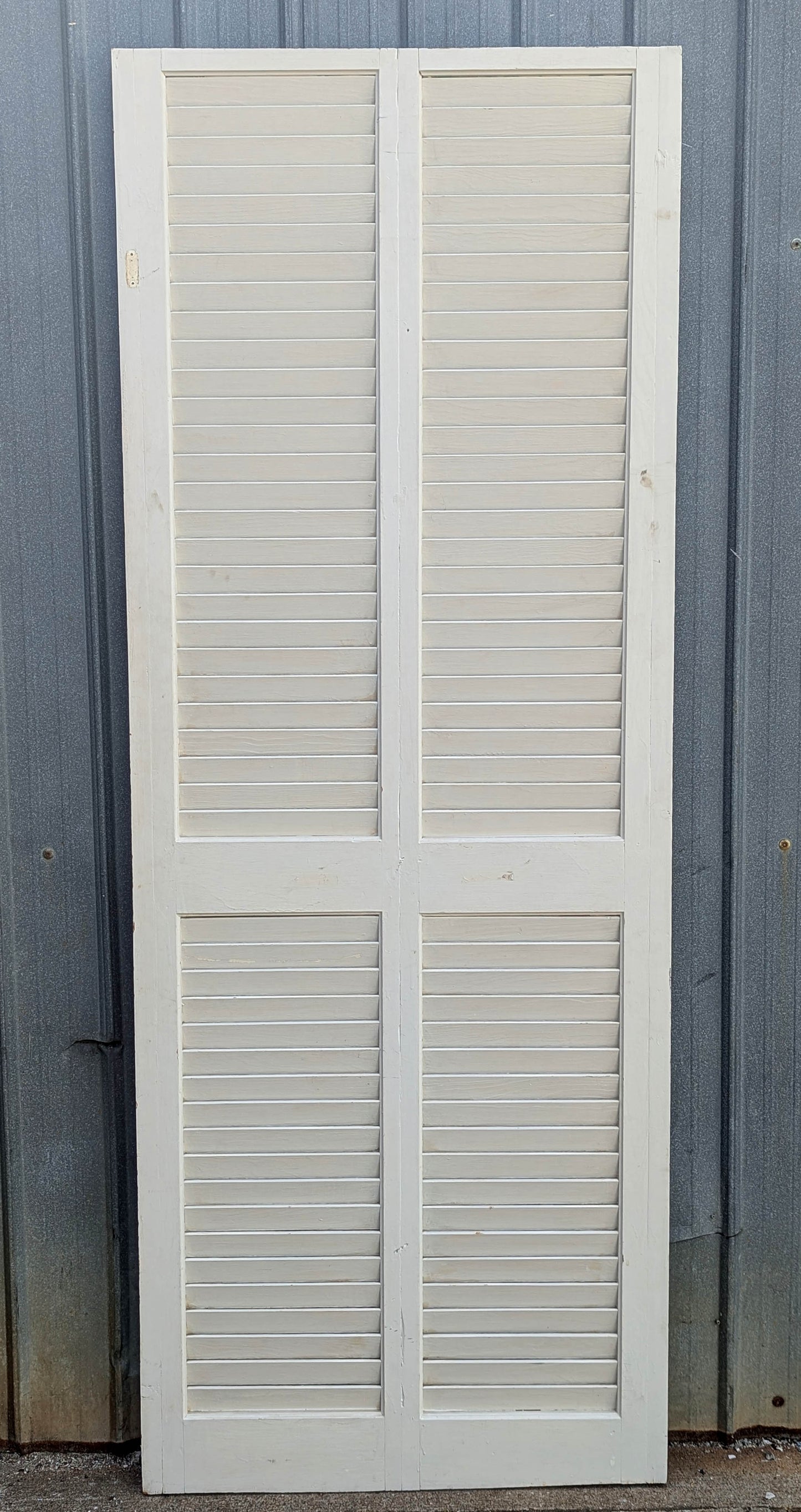 30"x79" Vintage Antique Old Reclaimed Salvaged SOLID Wood Wooden Closet Interior Door 4 Louver Panels