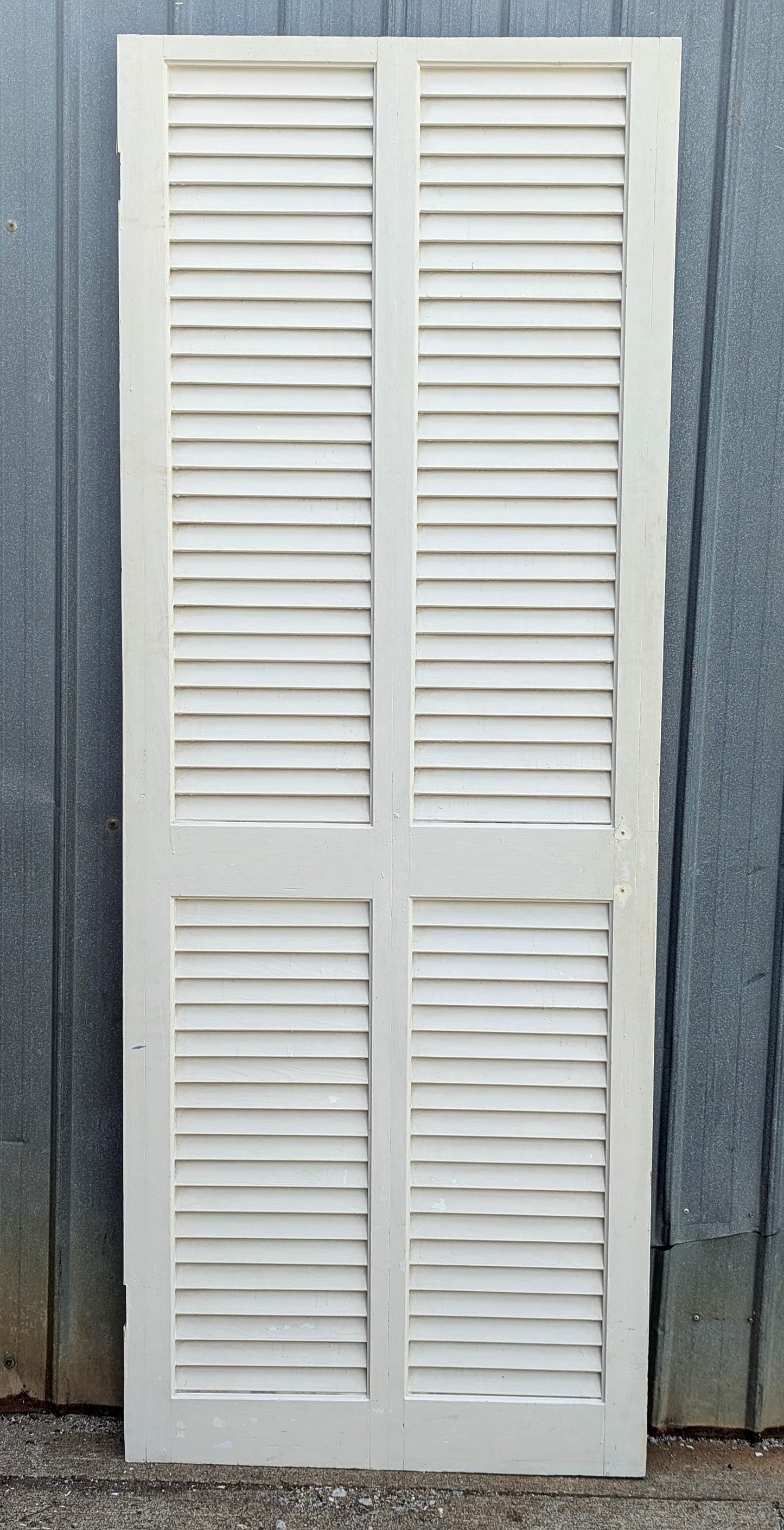 30"x79" Vintage Antique Old Reclaimed Salvaged SOLID Wood Wooden Closet Interior Door 4 Louver Panels