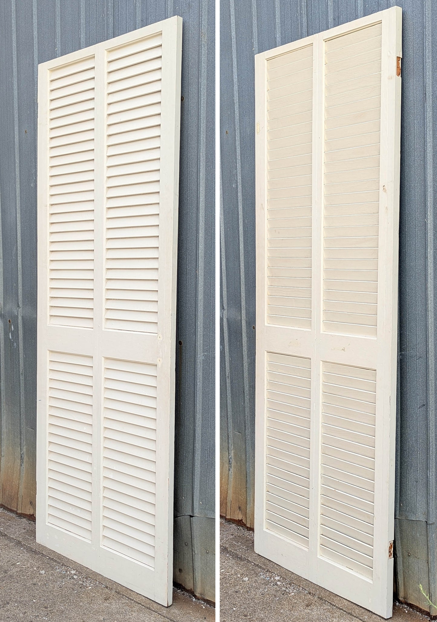30"x79" Vintage Antique Old Reclaimed Salvaged SOLID Wood Wooden Closet Interior Door 4 Louver Panels