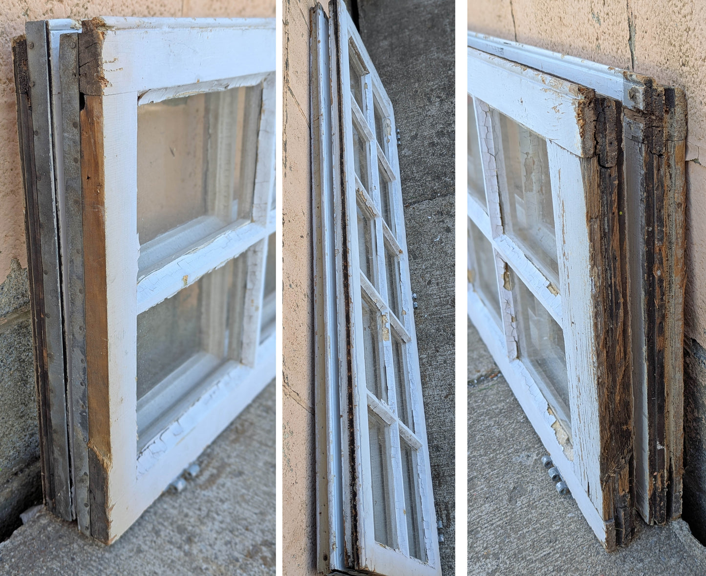 Pair of 39"x69"x1.75" Antique Vintage Old Reclaimed Salvaged SOLID Wood Wooden Exterior Casement Windows Pantry French Doors 20 Glass Lites Panes