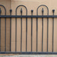 57"x36" Antique Vintage Old Reclaimed Salvaged Picket Spade Steeple Ball Finial Arch Iron Metal Fence Fencing Panel Section Garden