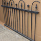 57"x36" Antique Vintage Old Reclaimed Salvaged Picket Spade Steeple Ball Finial Arch Iron Metal Fence Fencing Panel Section Garden