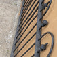57"x36" Antique Vintage Old Reclaimed Salvaged Picket Spade Steeple Ball Finial Arch Iron Metal Fence Fencing Panel Section Garden