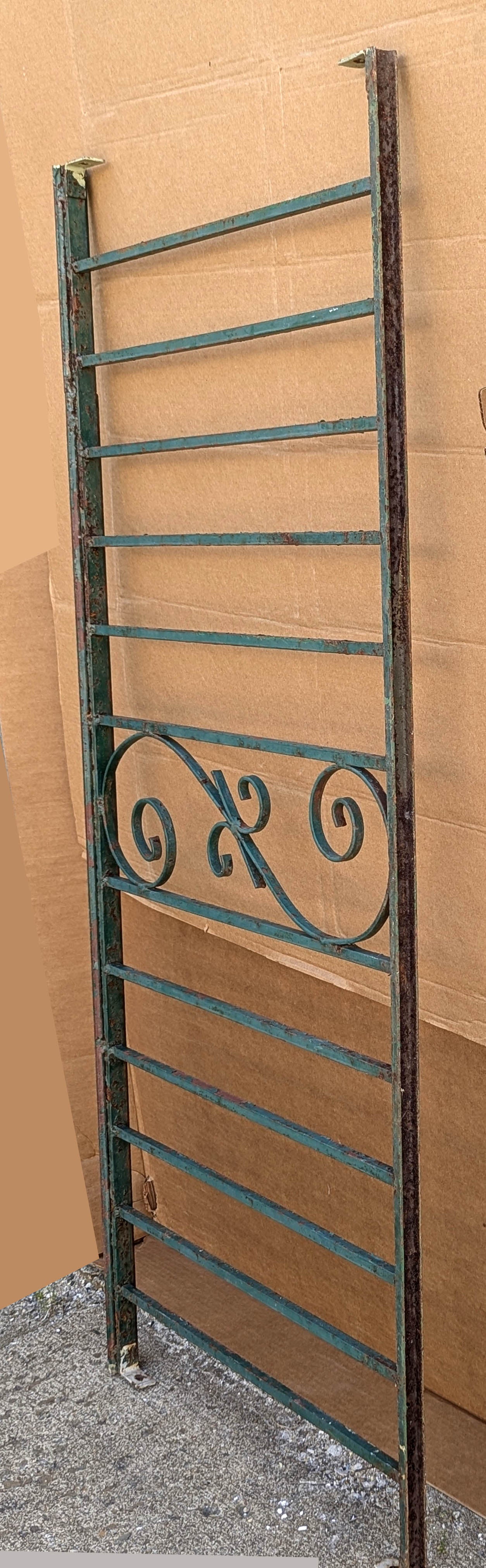 60"x25" Antique Vintage Old Reclaimed Salvaged Iron Steel Metal Porch Balcony Hand Rail Handrail Fence Fencing Panel Section Garden