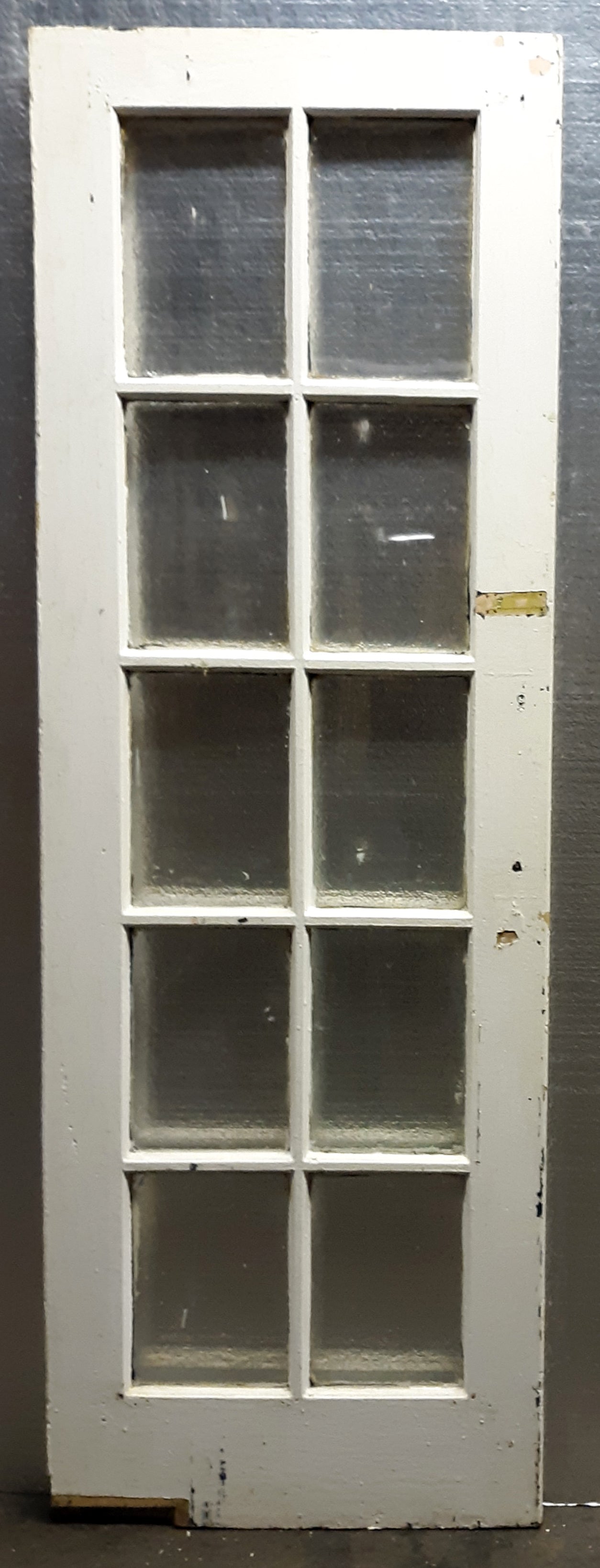 28"x80" Antique Vintage Old Reclaimed Salvaged Wooden Interior French Swinging Door Window Wavy Glass
