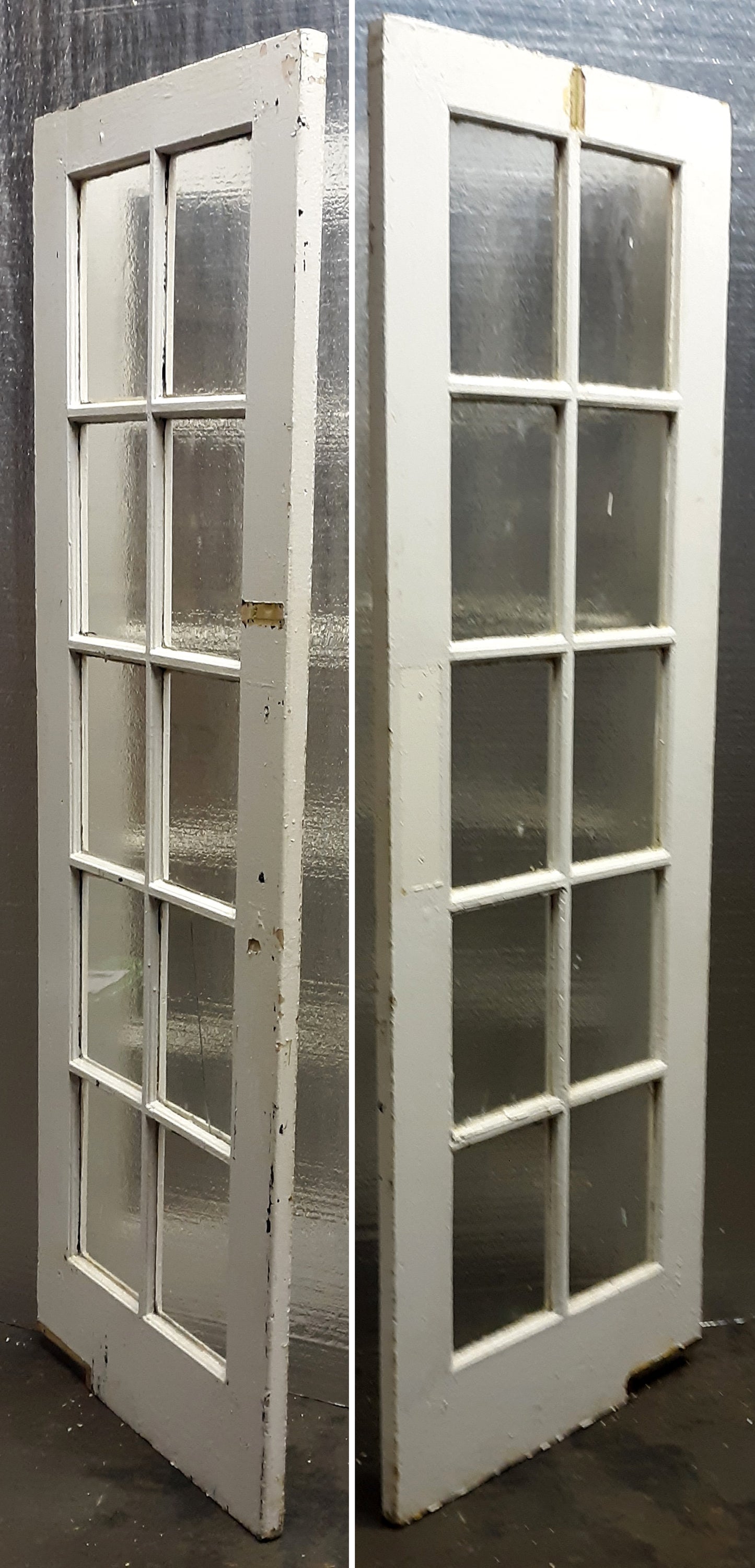 28"x80" Antique Vintage Old Reclaimed Salvaged Wooden Interior French Swinging Door Window Wavy Glass