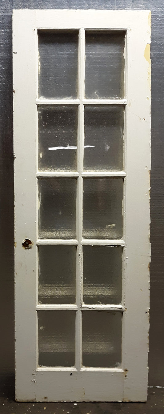 26"x78.5"x1.5" Antique Vintage Old Reclaimed Salvaged Wooden Interior French Door Window Wavy Glass