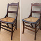 Pair Antique Vintage Old SOLID Walnut Wood Wooden Side Dining Accent Chair Caned Seat