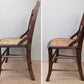 Pair Antique Vintage Old SOLID Walnut Wood Wooden Side Dining Accent Chair Caned Seat
