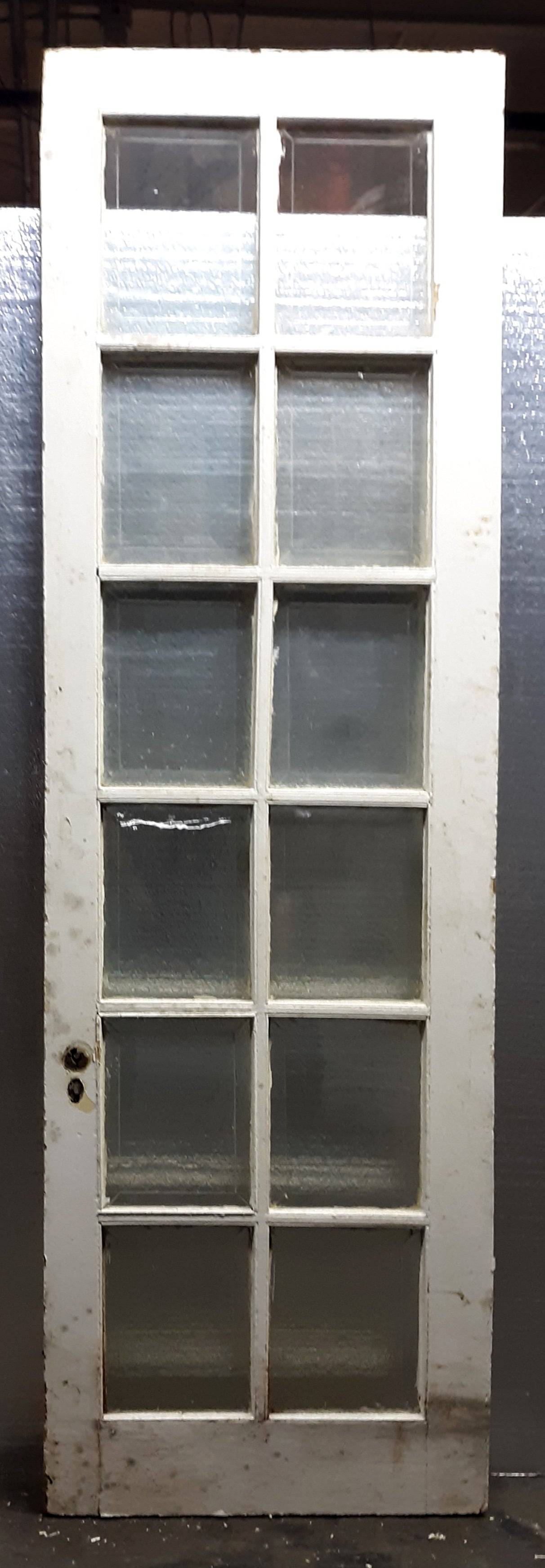 32"x106.5"x2" Antique Vintage Old Reclaimed Salvaged Wooden Wood Interior Exterior French Door Windows Wavy Beveled Glass