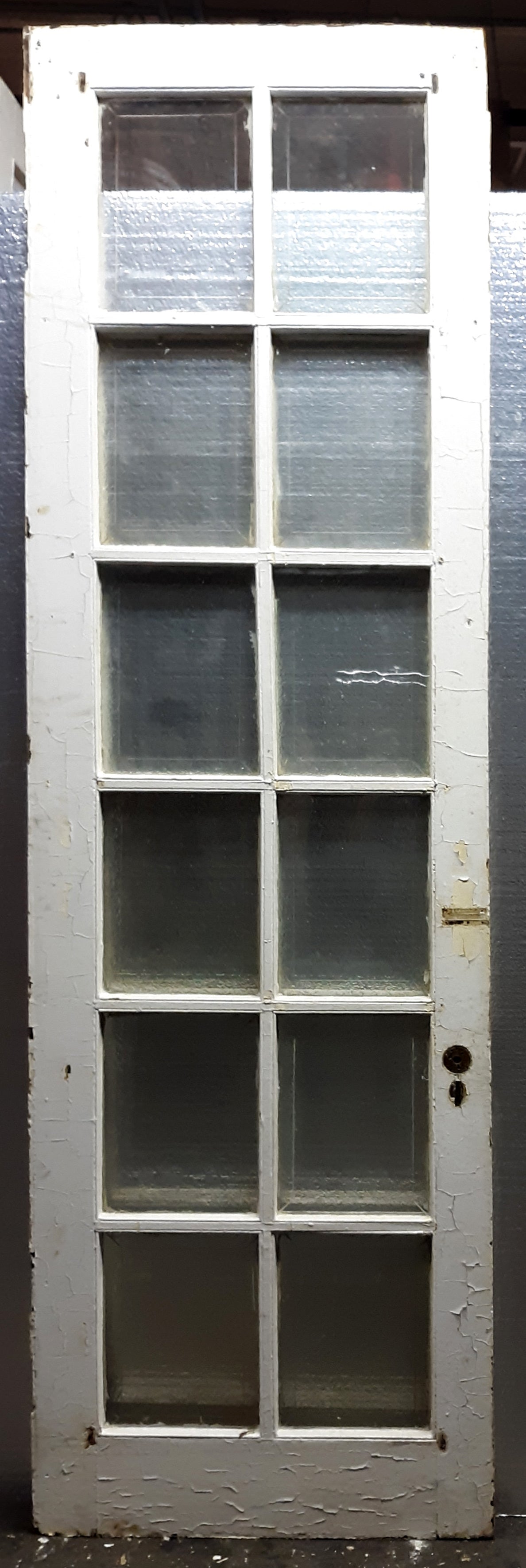 32"x106.5"x2" Antique Vintage Old Reclaimed Salvaged Wooden Wood Interior Exterior French Door Windows Wavy Beveled Glass