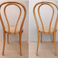 Pair Vintage Antique Old SOLID Bent Wood Wooden Side Dining Chair Round Caned Seat Made in Romania