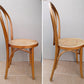 Pair Vintage Antique Old SOLID Bent Wood Wooden Side Dining Chair Round Caned Seat Made in Romania