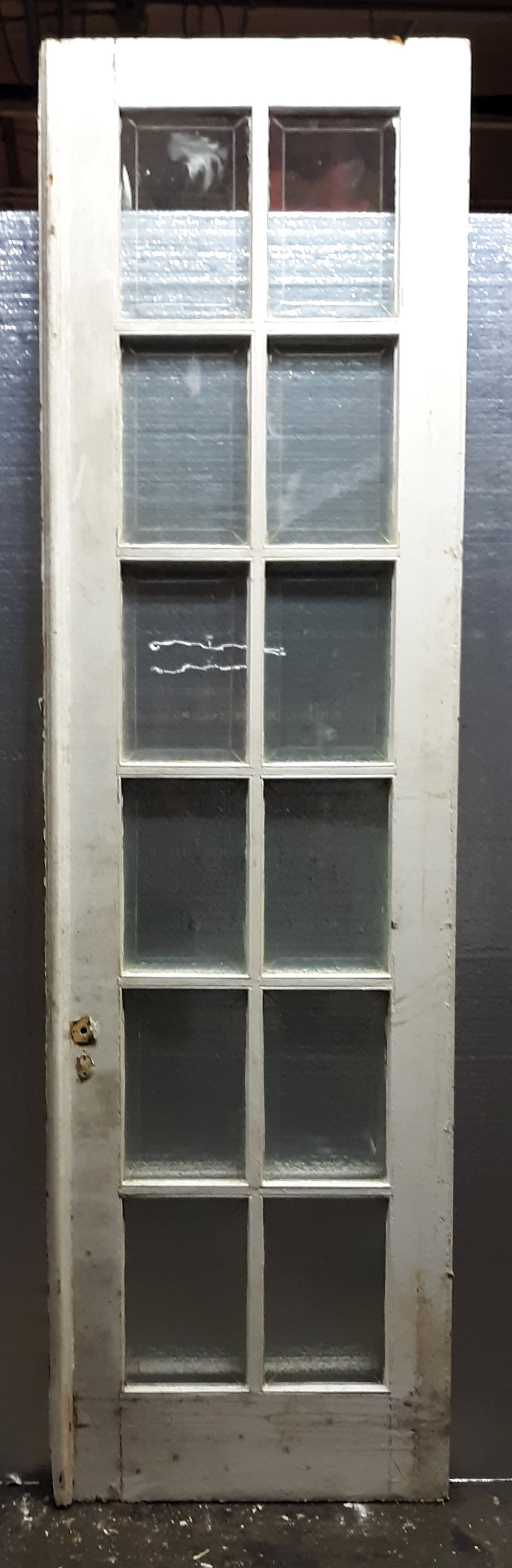 60"x107.5"x1.5" Pair Antique Vintage Old Reclaimed Salvaged French Double Exterior Wood Wooden Doors Windows Glass