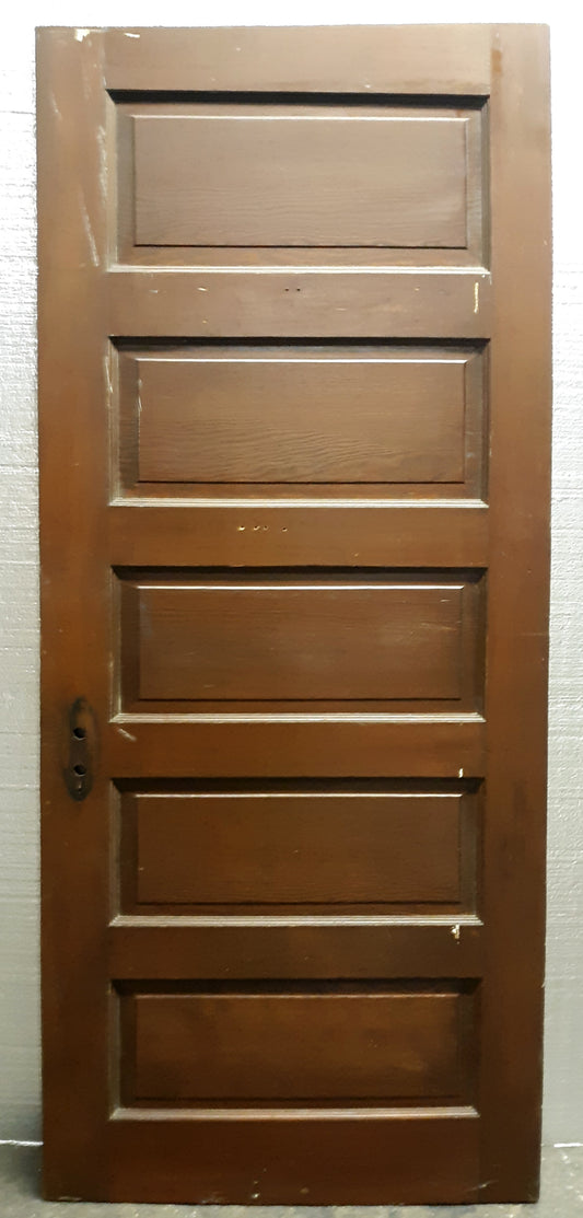 31.5"x77" Antique Vintage Old Reclaimed Salvaged SOLID Wood Wooden Interior Door 5 Panels