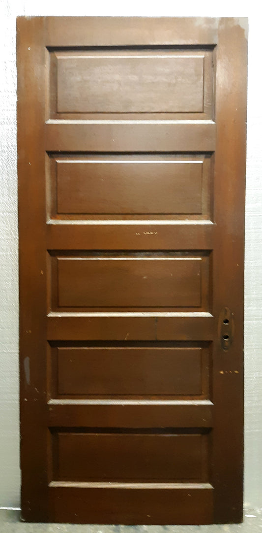 31.5"x77" Antique Vintage Old Reclaimed Salvaged SOLID Wood Wooden Interior Door 5 Panels