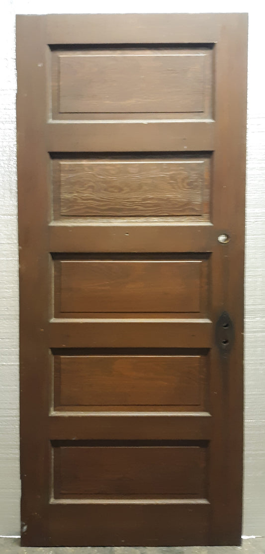 30"x76.5" Antique Vintage Old Reclaimed Salvaged SOLID Wood Wooden Interior Door 5 Panels