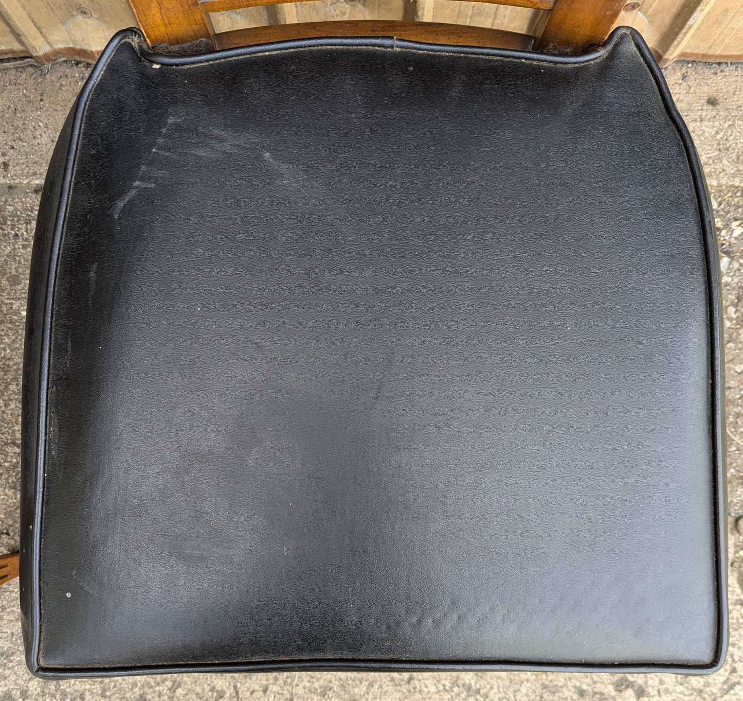 Pair Vintage Old American of Martinsville Wood Wooden Caned Back Side Dining Chair Vinyl Seat