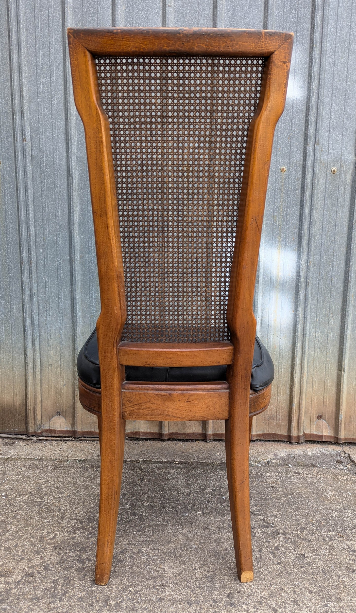 Pair Vintage Old American of Martinsville Wood Wooden Caned Back Side Dining Chair Vinyl Seat
