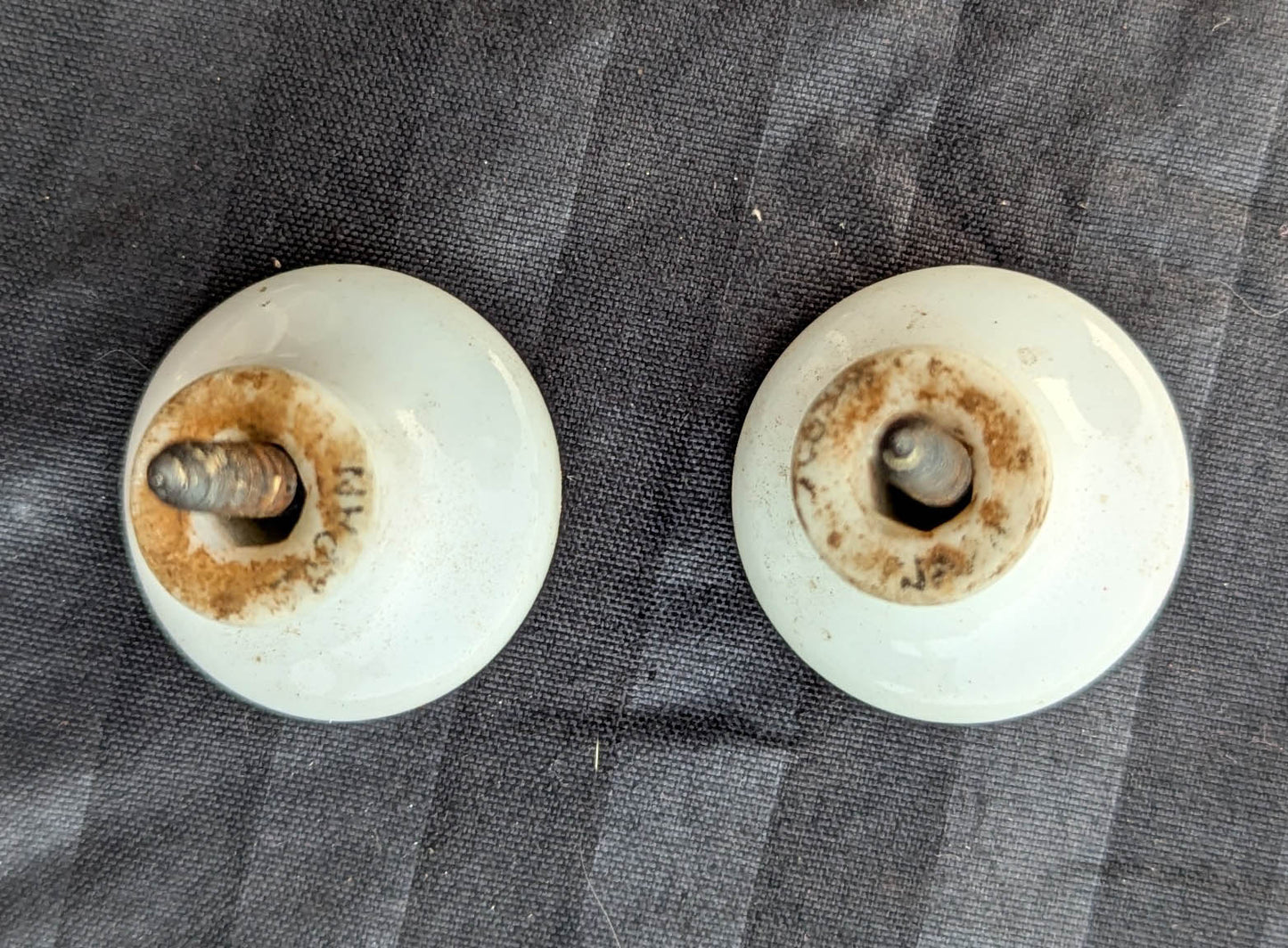 4 Pairs available 1" Round Antique Vintage Old Victorian White Porcelain Ceramic Cabinet Door Drawer Furniture Knob Doorknob Pull Handle